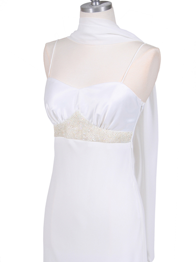 4480 White Satin Beaded Evening Dress - White, Alt View Medium