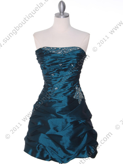 4509 Jade Taffeta Cocktail Dress - Jade, Front View Medium