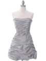 4509 Silver Taffeta Cocktail Dress - Silver, Front View Thumbnail