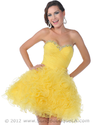 450 Strapless Short Prom Dress, Yellow