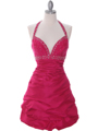 4512 Fuschia Tafetta Beaded Homecoming Dress - Fuschia, Front View Thumbnail