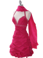 4512 Fuschia Tafetta Beaded Homecoming Dress - Fuschia, Alt View Thumbnail