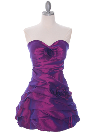 4513 Purple Taffeta Homecoming Dress - Purple, Front View Medium