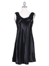 4539 Black Charmuse Draped Back Party Dress - Black, Front View Thumbnail