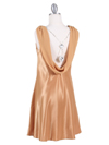 4539 Gold Charmuse Draped Back Party Dress - Gold, Back View Thumbnail