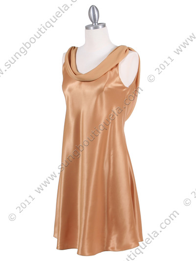 4539 Gold Charmuse Draped Back Party Dress - Gold, Alt View Medium