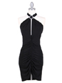 454 Black Halter Party Dress - Black, Front View Thumbnail
