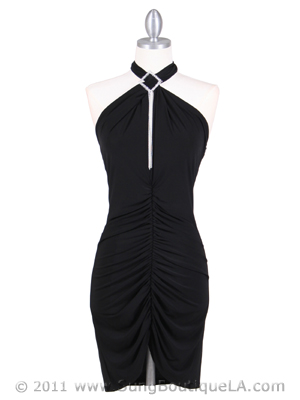 454 Black Halter Party Dress, Black