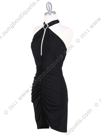 454 Black Halter Party Dress - Black, Alt View Medium