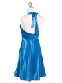 4584 Deep Turquoise Satin Party Dress - Deep Turquoise, Back View Thumbnail
