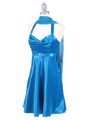 4584 Deep Turquoise Satin Party Dress - Deep Turquoise, Alt View Thumbnail