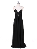 4624 Black Satin Evening Gown, Black