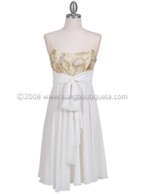 4727 White Gold Sequins Top Cocktail Dress, White Gold