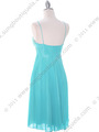 4731 Turquoise Sequin Top Pleated Cocktail Dress - Turquoise, Back View Thumbnail