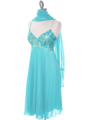 4731 Turquoise Sequin Top Pleated Cocktail Dress - Turquoise, Alt View Thumbnail