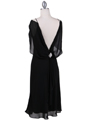 4732 Black Draped Back Cocktail Dress - Black, Back View Thumbnail
