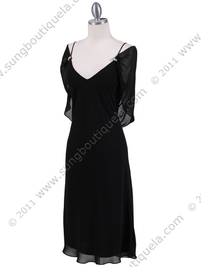 4732 Black Draped Back Cocktail Dress - Black, Alt View Medium
