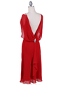4732 Red Draped Back Cocktail Dress - Red, Back View Thumbnail