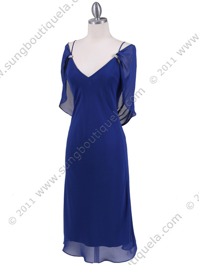 4732 Royal Blue Draped Back Cocktail Dress - Royal Blue, Alt View Medium