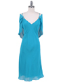 4732 Turquoise Draped Back Cocktail Dress - Turquoise, Front View Thumbnail