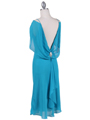 4732 Turquoise Draped Back Cocktail Dress - Turquoise, Back View Thumbnail