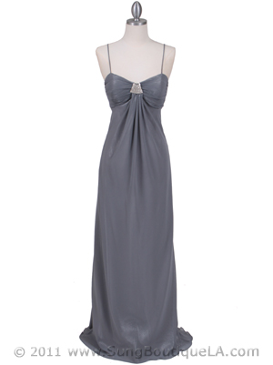 4741 Silver Shimmery Chiffon Evening Dress, Silver