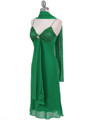 4793 Green Chiffon Cocktail Dress with Rhinestone Brooch - Green, Alt View Thumbnail
