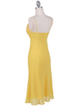 4793 Yellow Chiffon Cocktail Dress with Rhinestone Brooch - Yellow, Back View Thumbnail