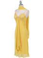 4793 Yellow Chiffon Cocktail Dress with Rhinestone Brooch - Yellow, Alt View Thumbnail
