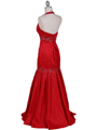 4828 Red Beaded Evening Gown - Red, Back View Thumbnail