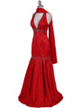 4828 Red Beaded Evening Gown - Red, Alt View Thumbnail