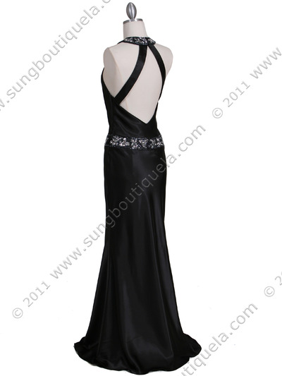 4838 Black Beaded Evening Dress - Black, Back View Medium
