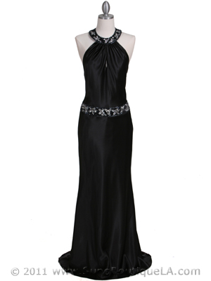 4838 Black Beaded Evening Dress, Black