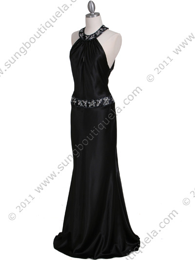 4838 Black Beaded Evening Dress - Black, Alt View Medium