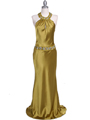 4838 Mustard Beaded Evening Dress - Mustard, Front View Thumbnail
