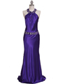4838 Purple Beaded Evening Dress - Purple, Front View Thumbnail