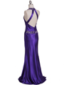 4838 Purple Beaded Evening Dress - Purple, Back View Thumbnail