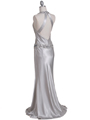 4838 Silver Beaded Evening Dress - Silver, Back View Thumbnail