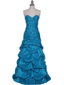 4847 Turquoise Taffeta Beaded Evening Gown - Turquoise, Front View Thumbnail