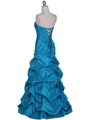 4847 Turquoise Taffeta Beaded Evening Gown - Turquoise, Back View Thumbnail