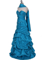 4847 Turquoise Taffeta Beaded Evening Gown - Turquoise, Alt View Thumbnail