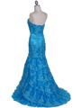 4864 Turquoise Lace Glitter Evening Gown - Turquoise, Back View Thumbnail