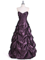 4896 Purple Taffeta Evening Gown - Purple, Front View Thumbnail
