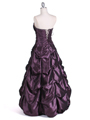 4896 Purple Taffeta Evening Gown - Purple, Back View Thumbnail