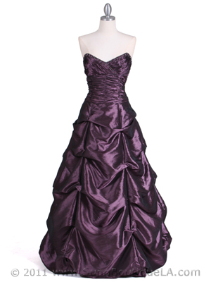 4896 Purple Taffeta Evening Gown, Purple
