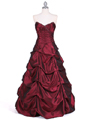 4896 Wine Taffeta Evening Gown - Wine, Front View Thumbnail