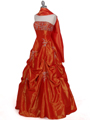 4878 Orange Tafetta Beading Evening Gown - Orange, Alt View Thumbnail