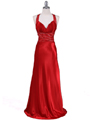9010 Red Beaded Evening Gown - Red, Front View Thumbnail