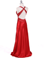 4897 Red Beaded Evening Gown - Red, Back View Thumbnail