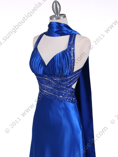 4897 Royal Blue Beaded Evening Gown - Royal Blue, Alt View Medium